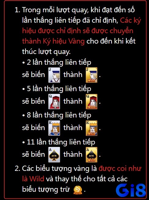 Giá trị của các kết hợp chiến thắng phụ thuộc vào loại biểu tượng xuất hiện